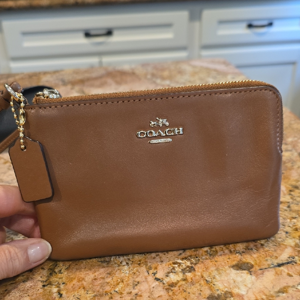 Coach Brown Leather Wristlet